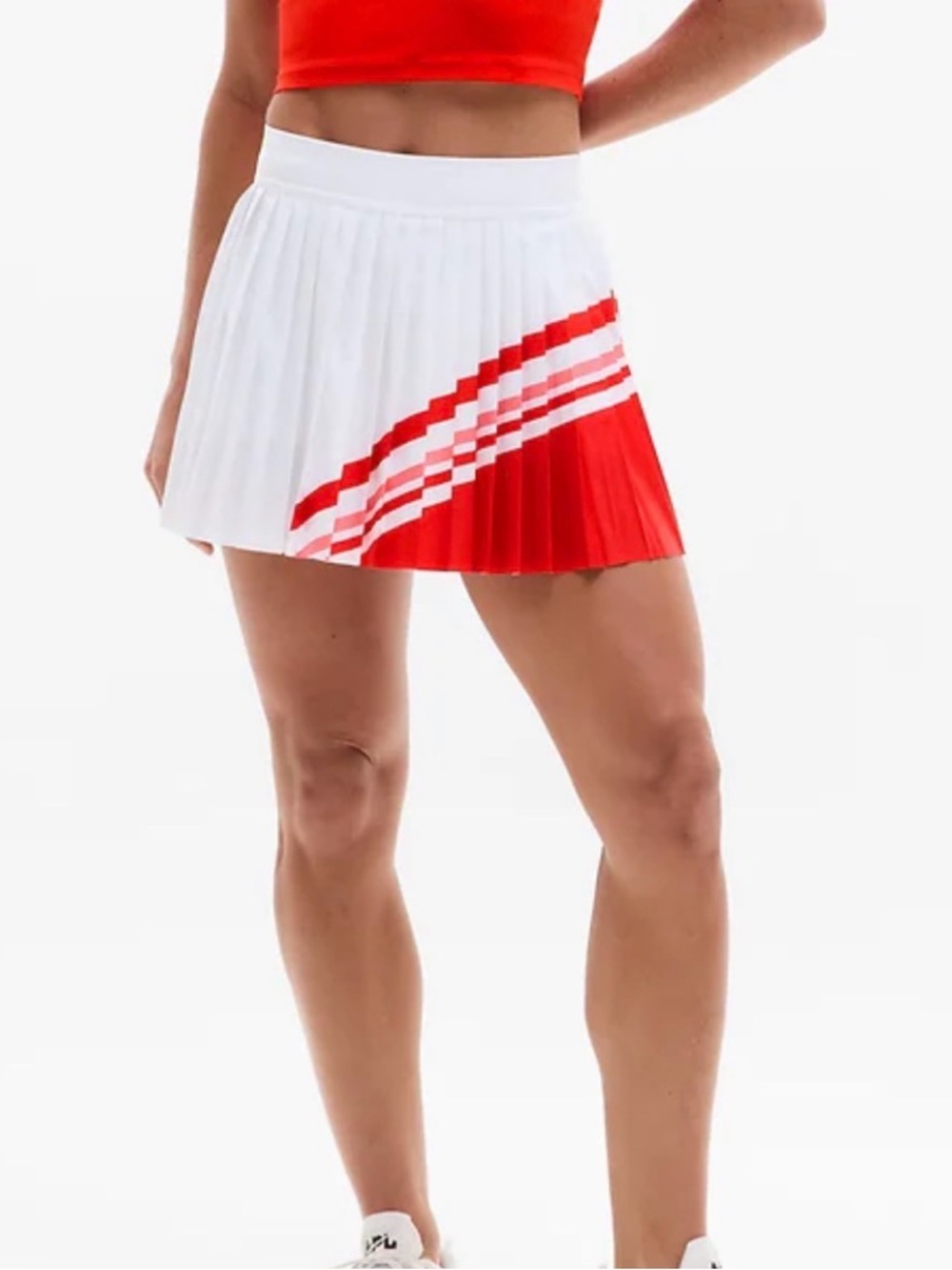 Athleta White and Red Pleated Tennis Skirt size L